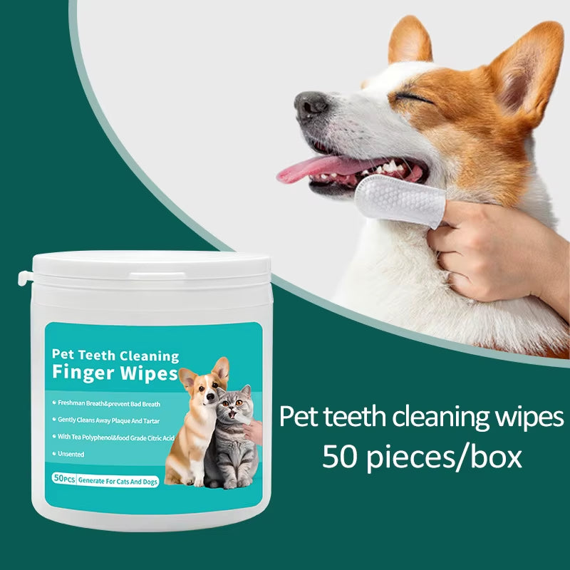 Fresh Breath Dental Finger Wipes, 50 finger wipes for dogs and cats