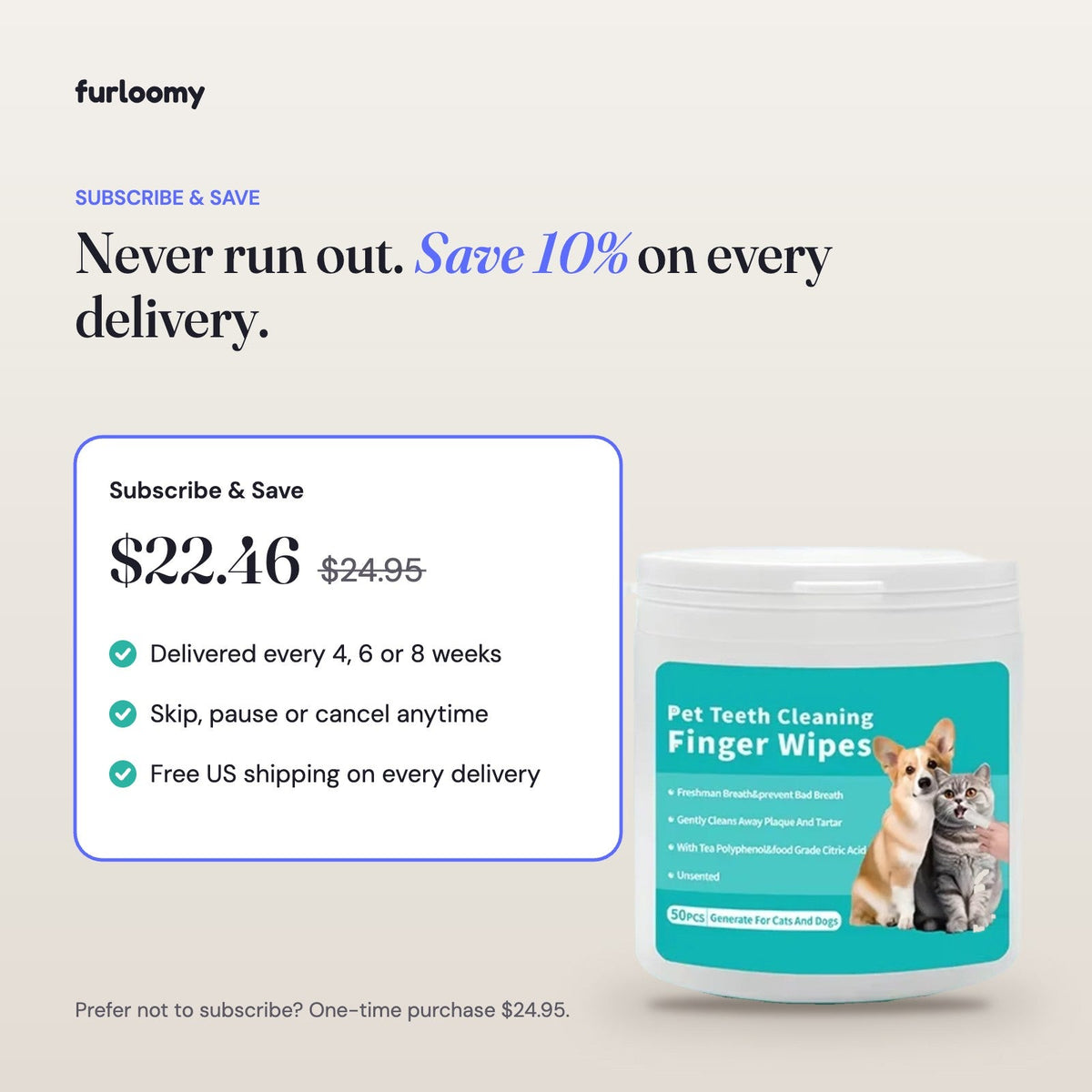 Dental Finger Wipes subscribe and save details
