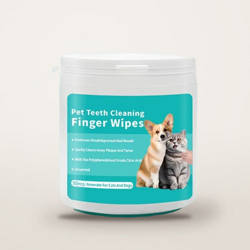 Furloomy Fresh Breath Dental Finger Wipes tub, 50 wipes