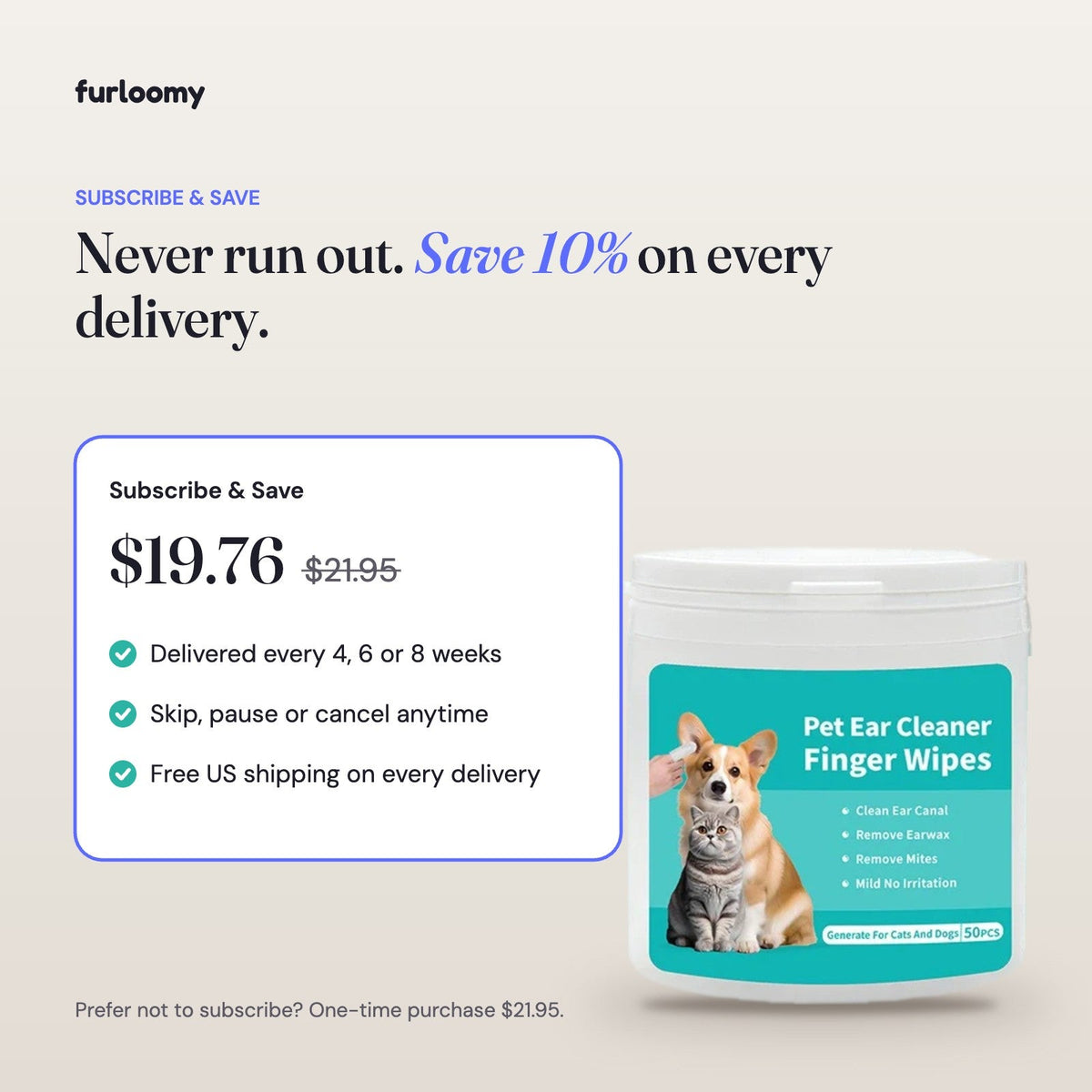 Ear Cleaning Finger Wipes subscribe and save details