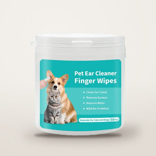 Furloomy Gentle Ear Cleaning Finger Wipes tub, 50 wipes